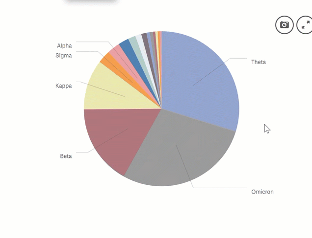 Animated Vizlib Pie Chart displaying a sales report broken down by category.